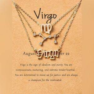 Gold Plated Layered 3 Virgo Necklaces Brand New